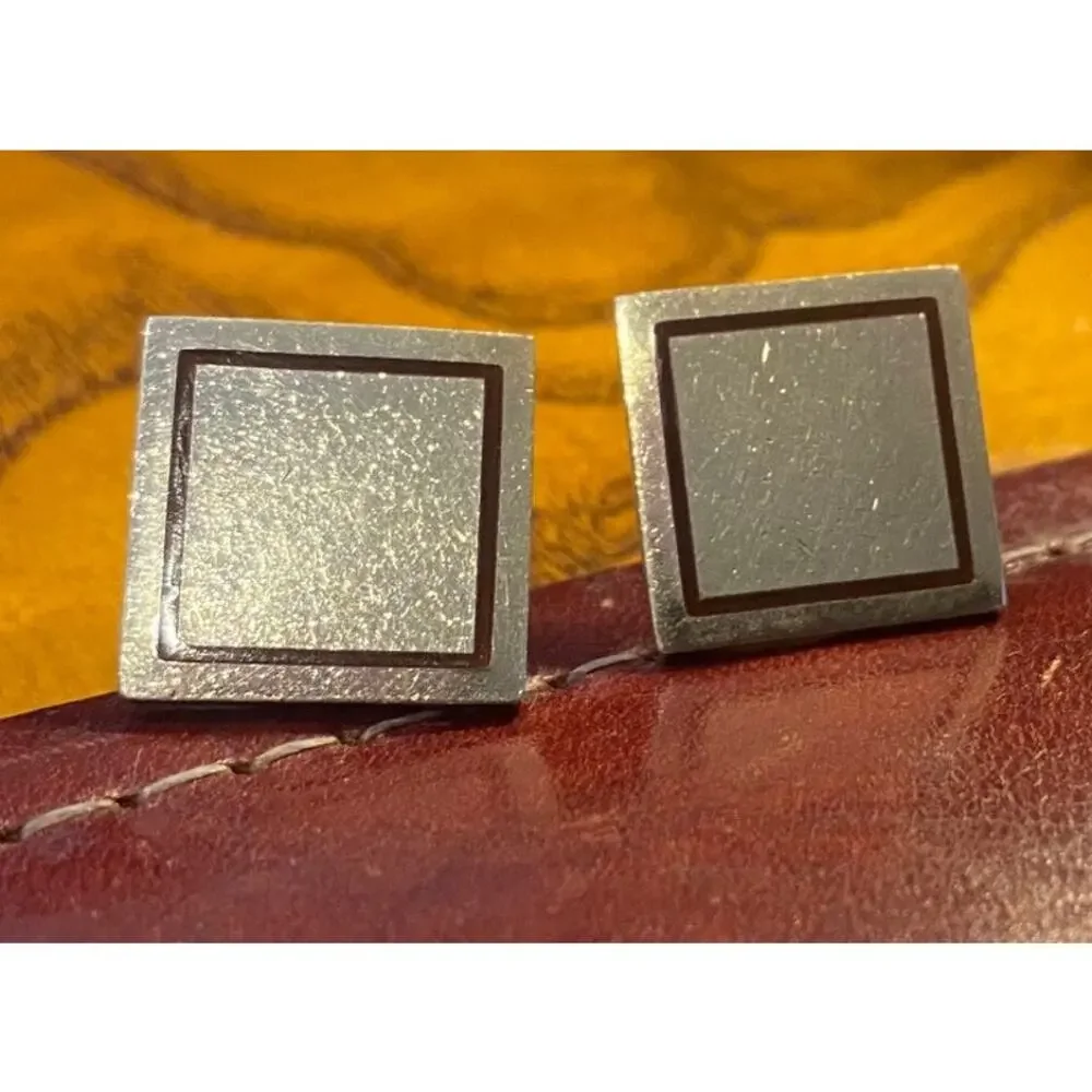 VTG Pioneer Gold Tone Cufflinks Square with Border